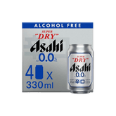 Asahi 0.0 Super Dry Non-Alcoholic Beer 330ml - Pack of 4