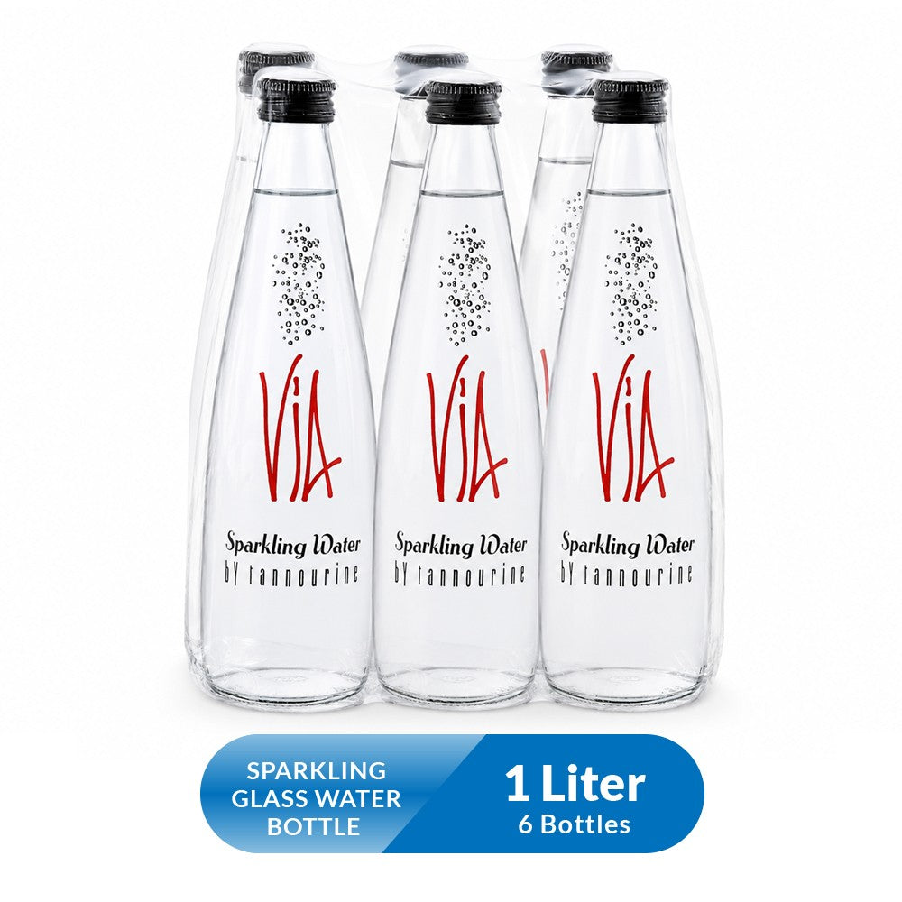Tannourine VIA Sparkling Water Glass Bottle - 1 Liter x6